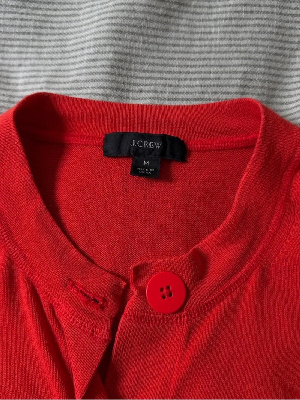 J. Crew Red Button-Front Crewneck Cardigan